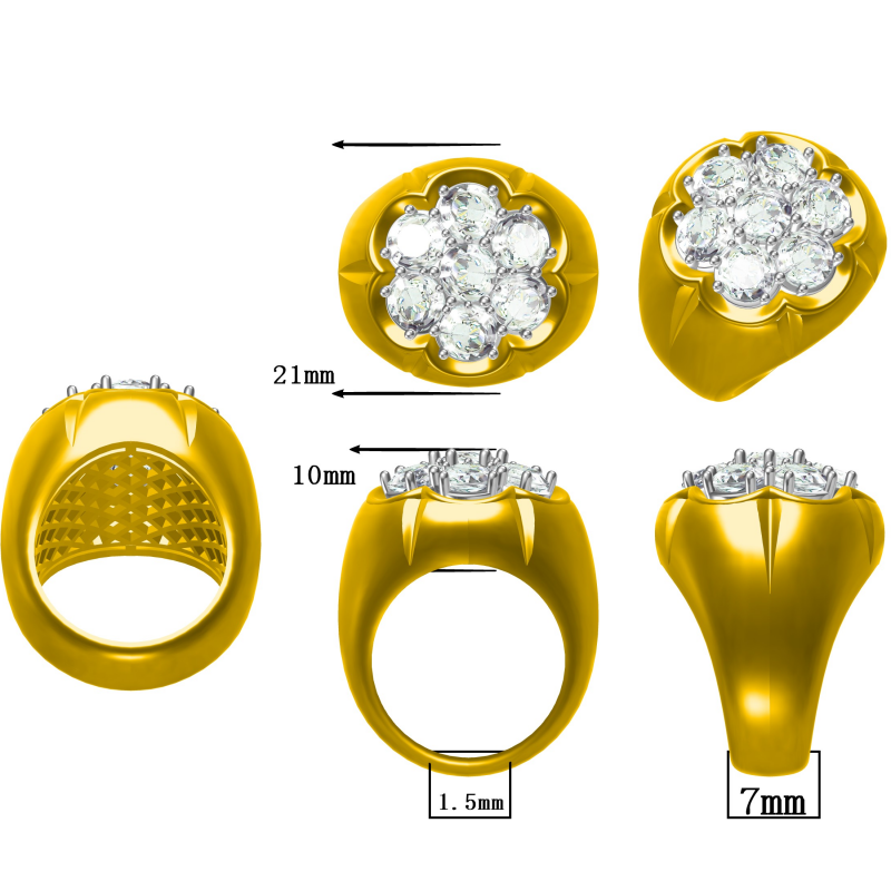 1.5 Ctw Classic Round Gemstone Thick Ring