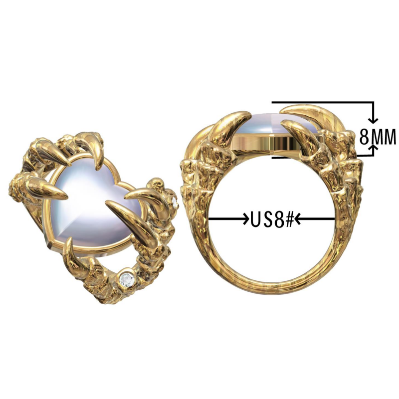 3.52Ctw Heart-shaped Opal and Gemstone Dragon Claw Ring
