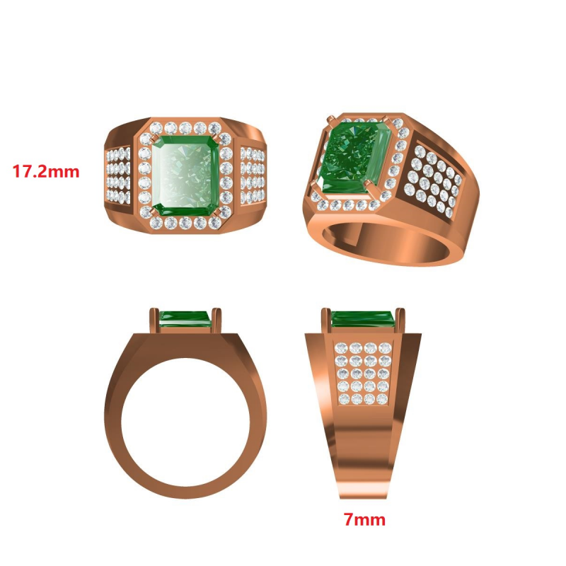 6.66ctw Octagonal Emerald Men's Ring