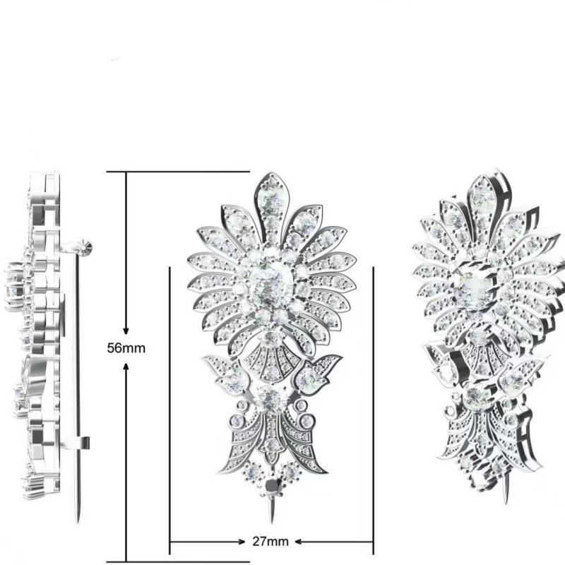 6.36Ctw Old Mine Cut Gemstone Brooch
