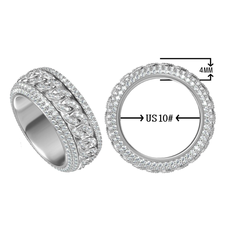 Cuban ring men's gemstone ring
