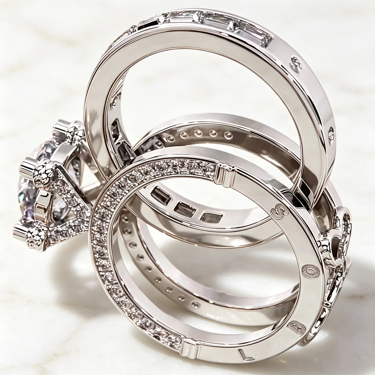 3 CTW Round Cut White Cubic Zirconia Modern 925 Sterling Silver Engagement Wedding Ring-NOVAJEW