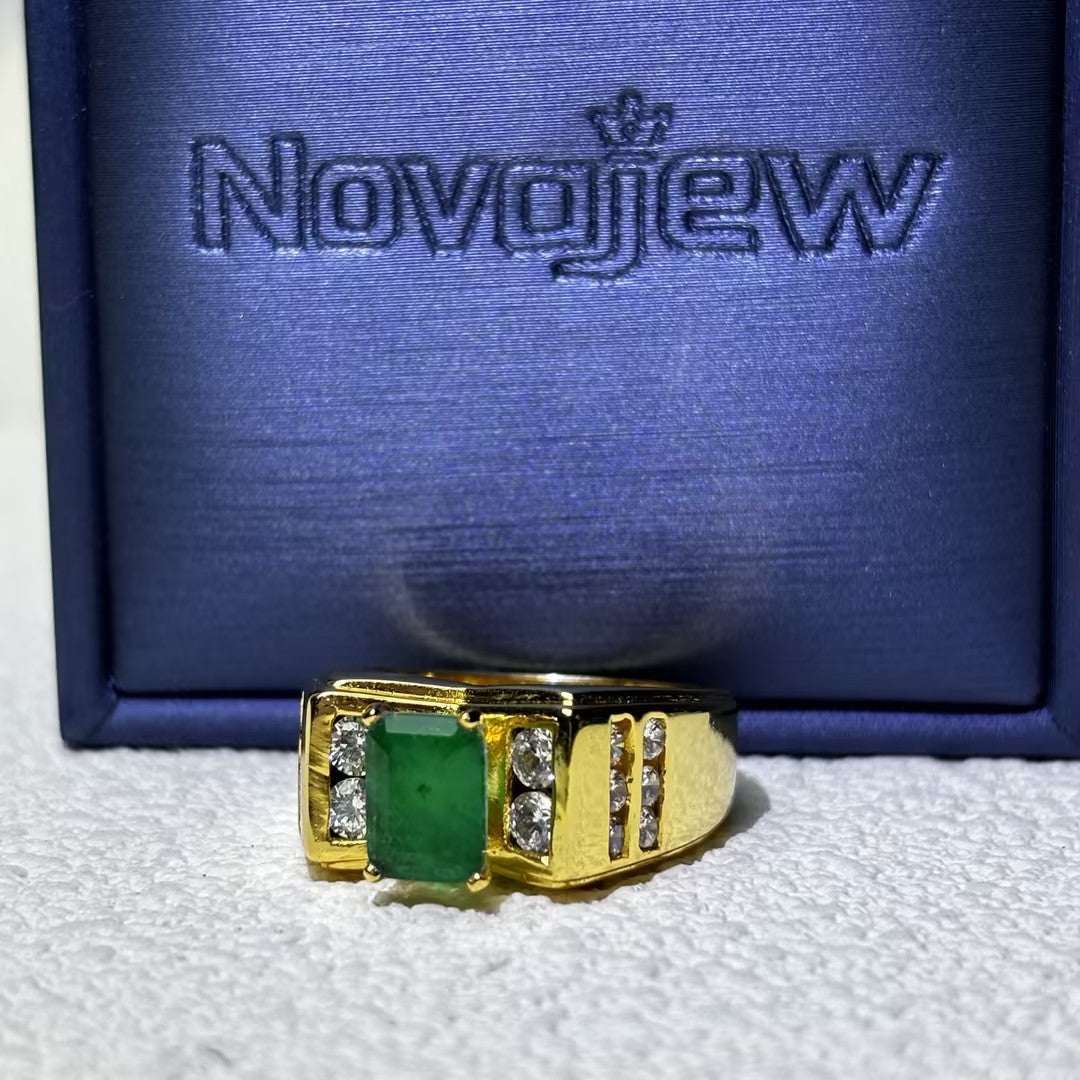 2.53Ctw Emerald Vintage Gemstone Engagement Ring