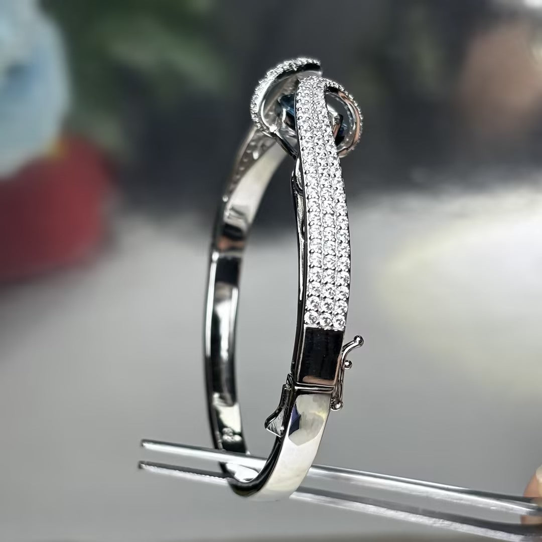 6.5Ctw Blue Marquise Gemstone Wrapped Bangle