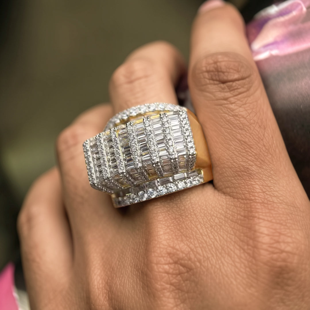 3.54ctw Baguette Cut Men's Luxury Gemstone Cluster Ring