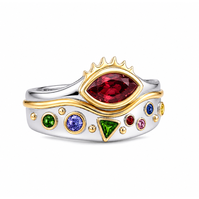2CTW Marquise Cut Crimson Eye of Radiance Ring-novajew