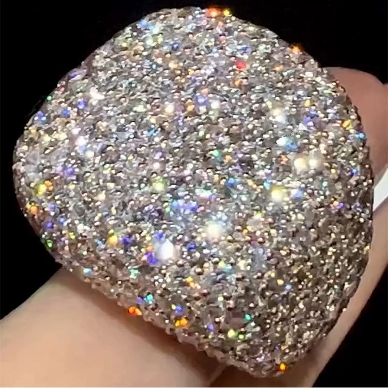 4.0Ctw Micro-pave Gemstone-set Dome Ring