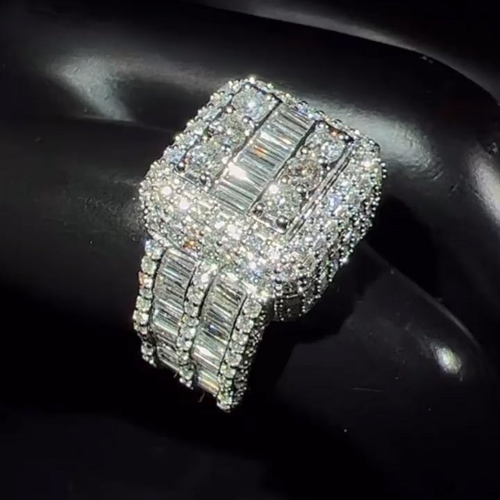 5.25Ctw Rectangular/Round Gemstone Men's Ring