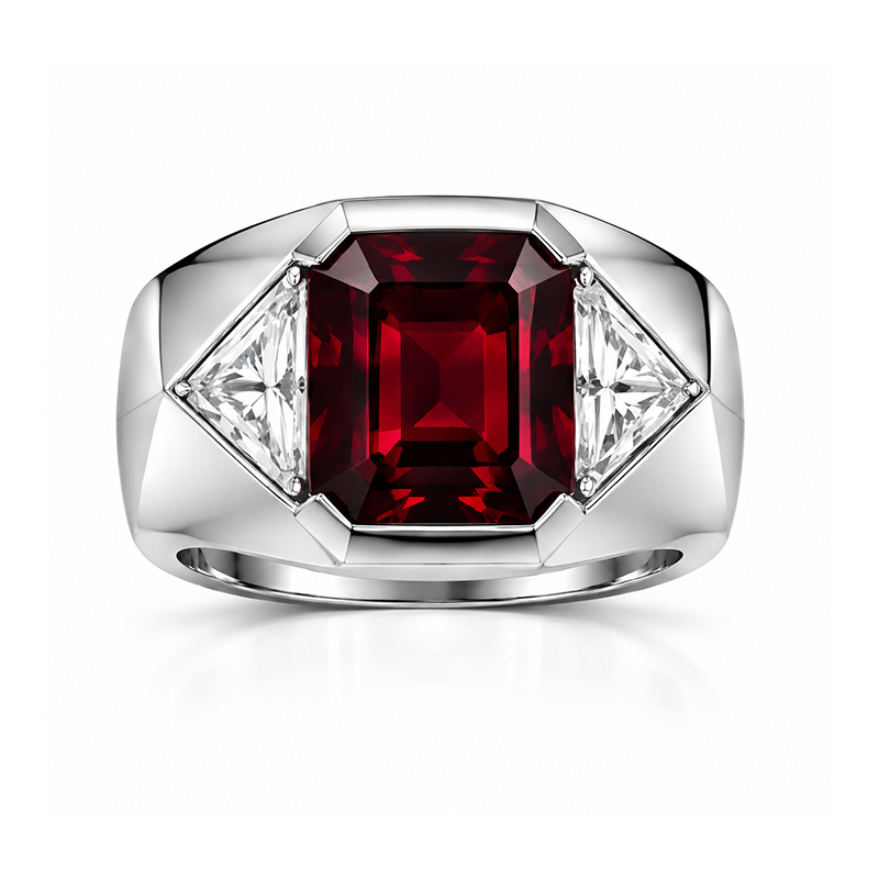 6CT Octagon Cut Ruby Cubic Zirconia Minimalist 925 Sterling Silver Ring-Novajew