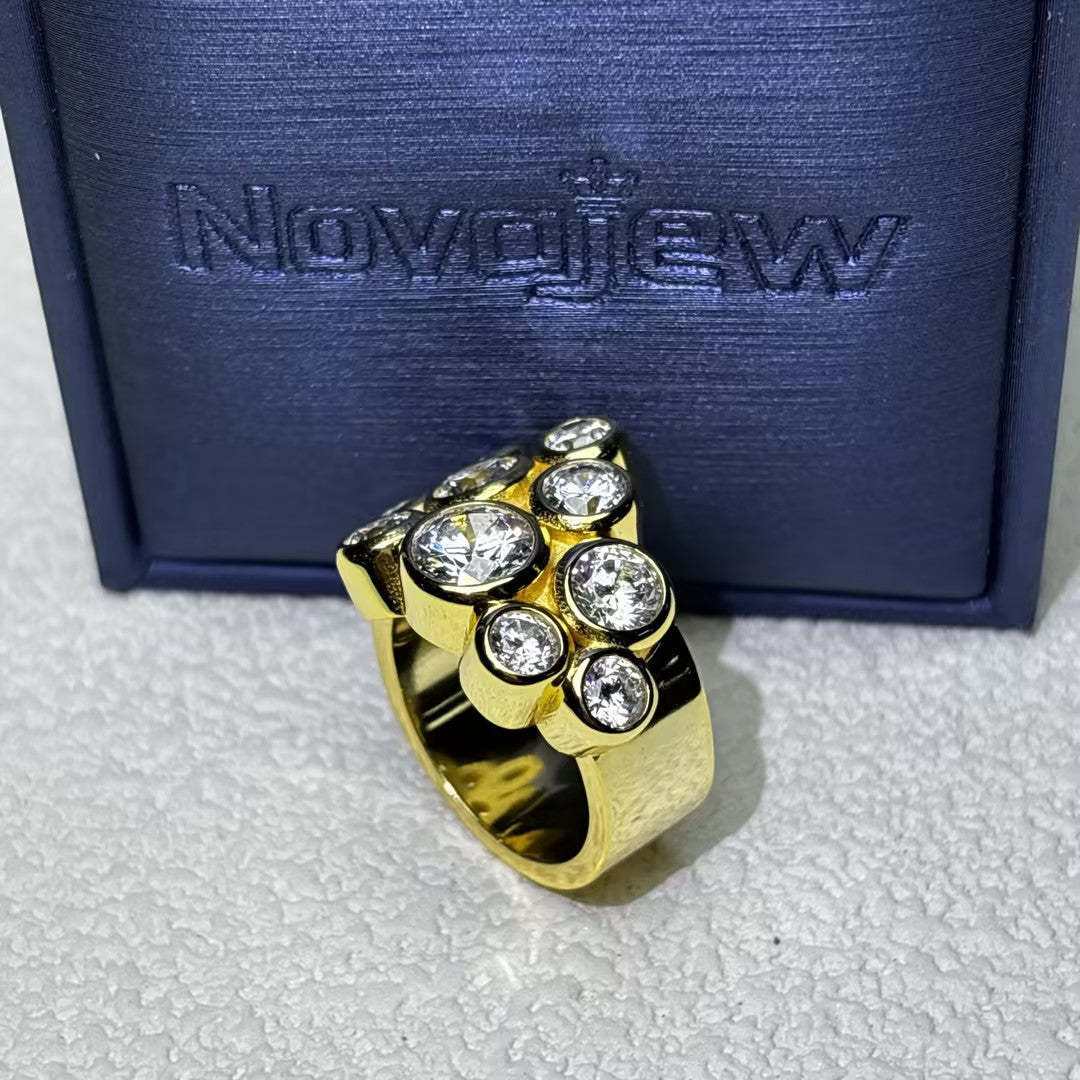 2.0Ctw Round Gemstone Gold Bubble Ring