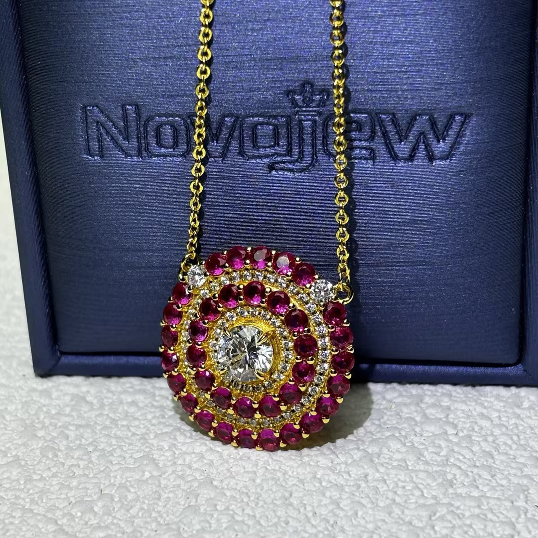 6.82Ctw Multi-layered Ruby Pendant Necklace