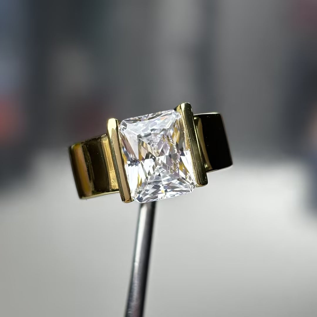 Simple 5 ct Princess Cut White Gemstone Ring for Men and Women