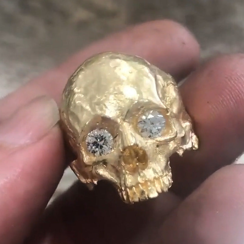 2.0ctw Round Gemstone Skull Ring