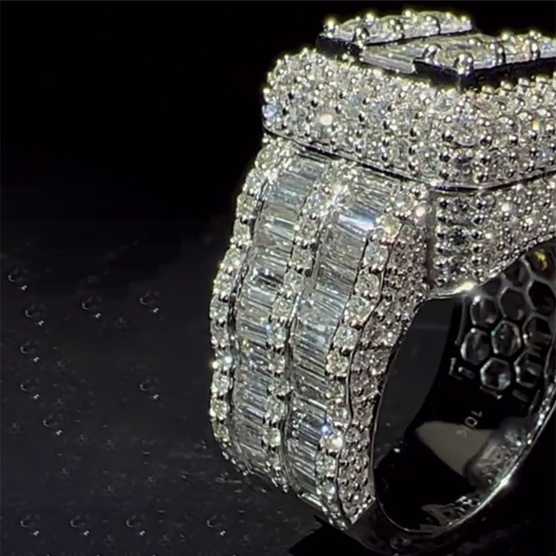 5.25Ctw Rectangular/Round Gemstone Men's Ring