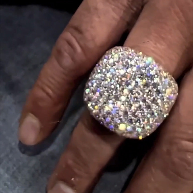 4.0Ctw Micro-pave Gemstone-set Dome Ring