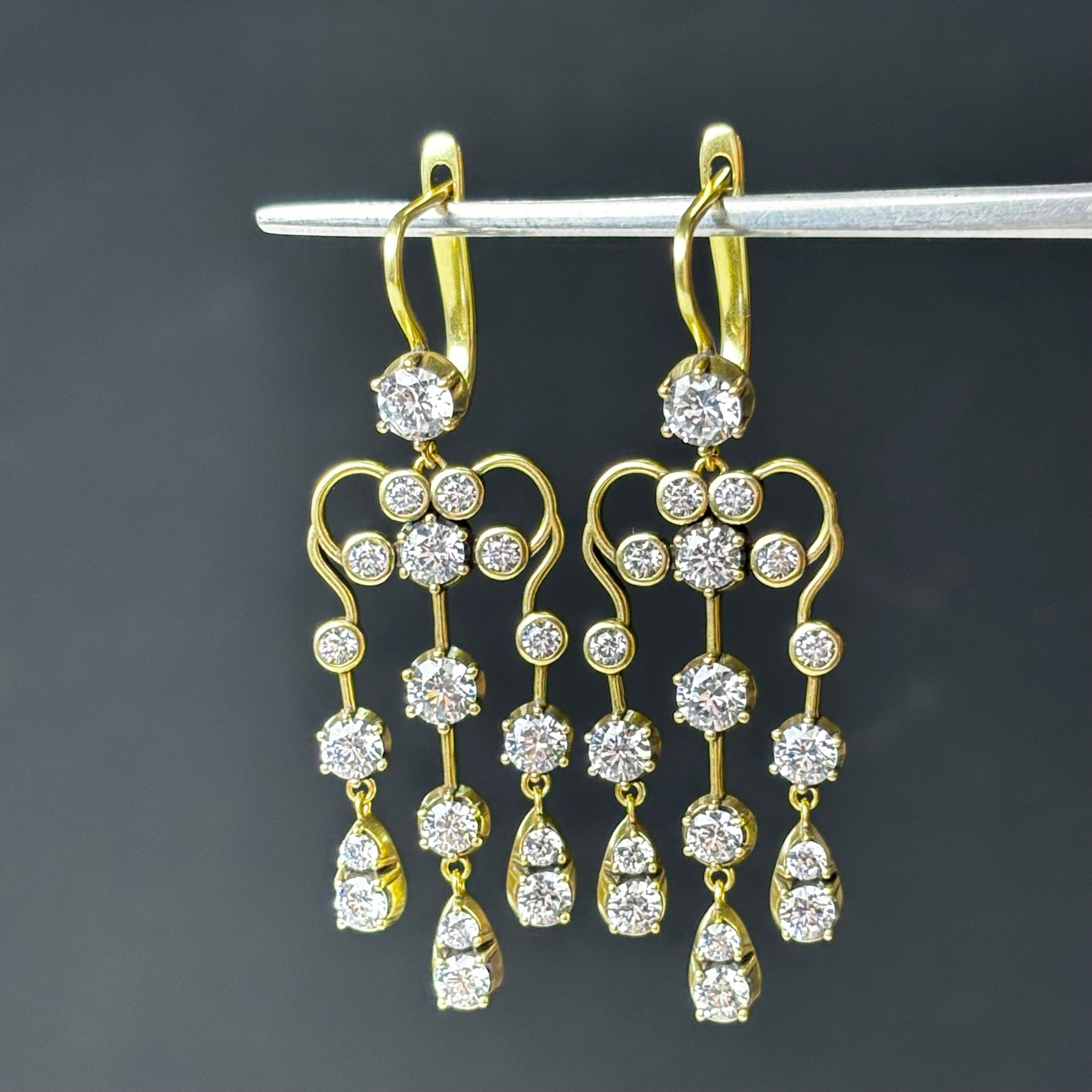 4.21Ctw Vintage Cut Pendant Earrings