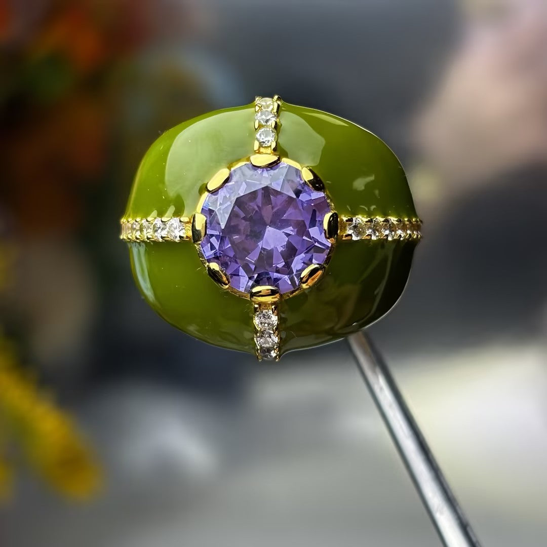 Unique artistic style brightly colored gemstone ring