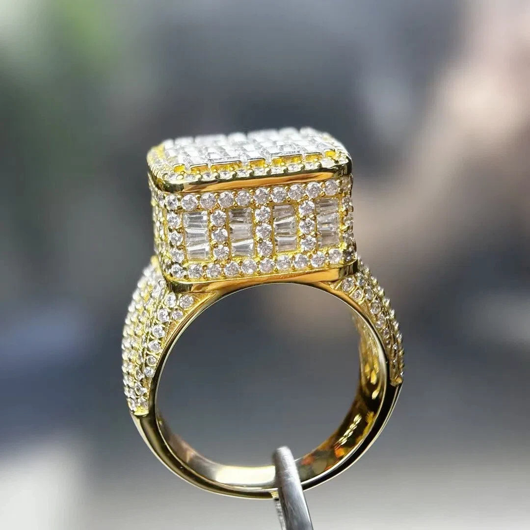 6.68ctw Trapezoidal Gemstone Cluster Men's Ring