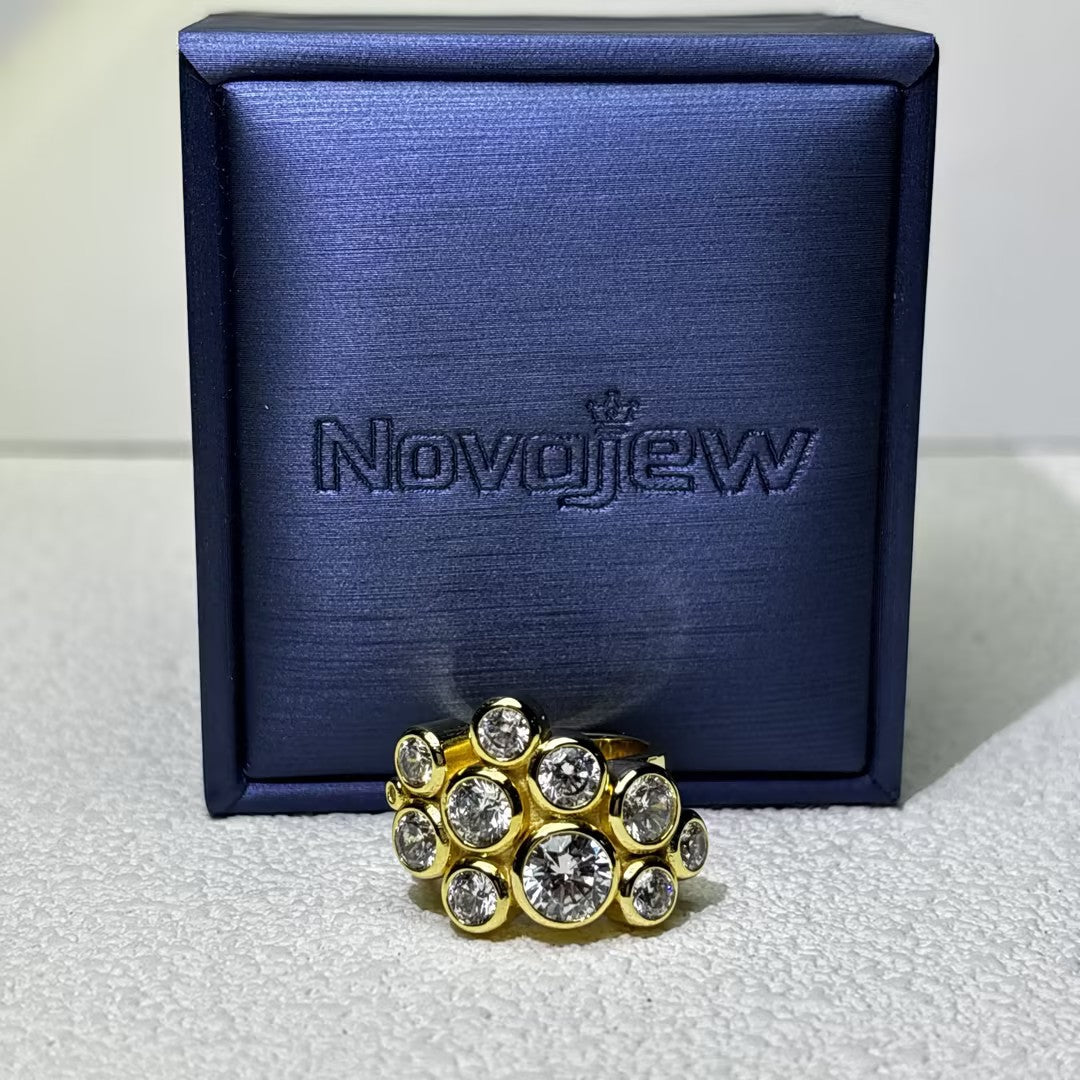 2.0Ctw Round Gemstone Gold Bubble Ring
