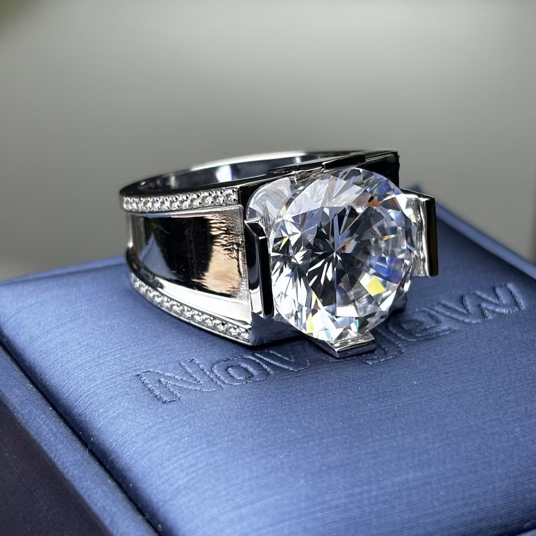 9.25Ctw round-cut men's gemstone engagement ring