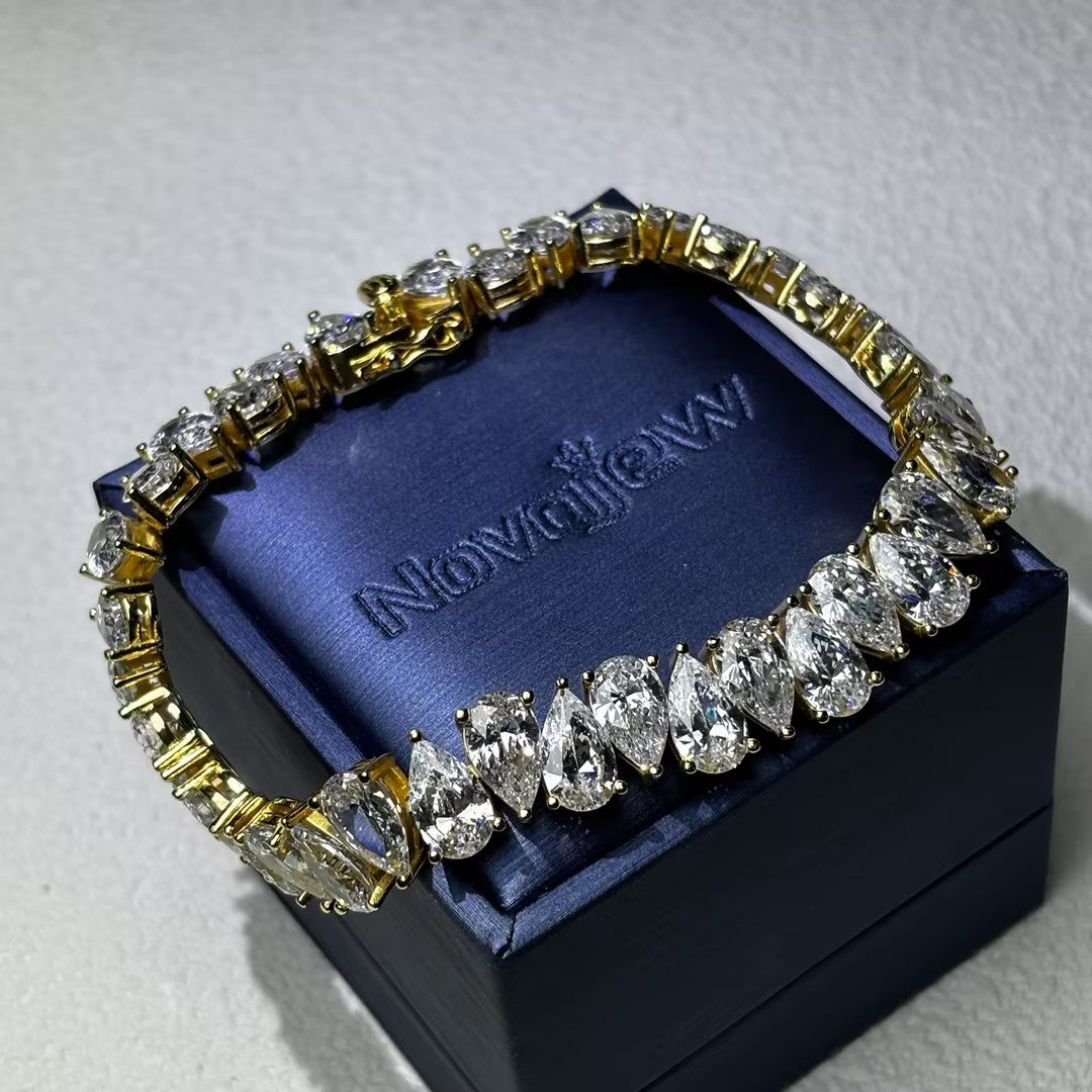 24ctw Pear Shaped Gemstone Tennis Bracelet