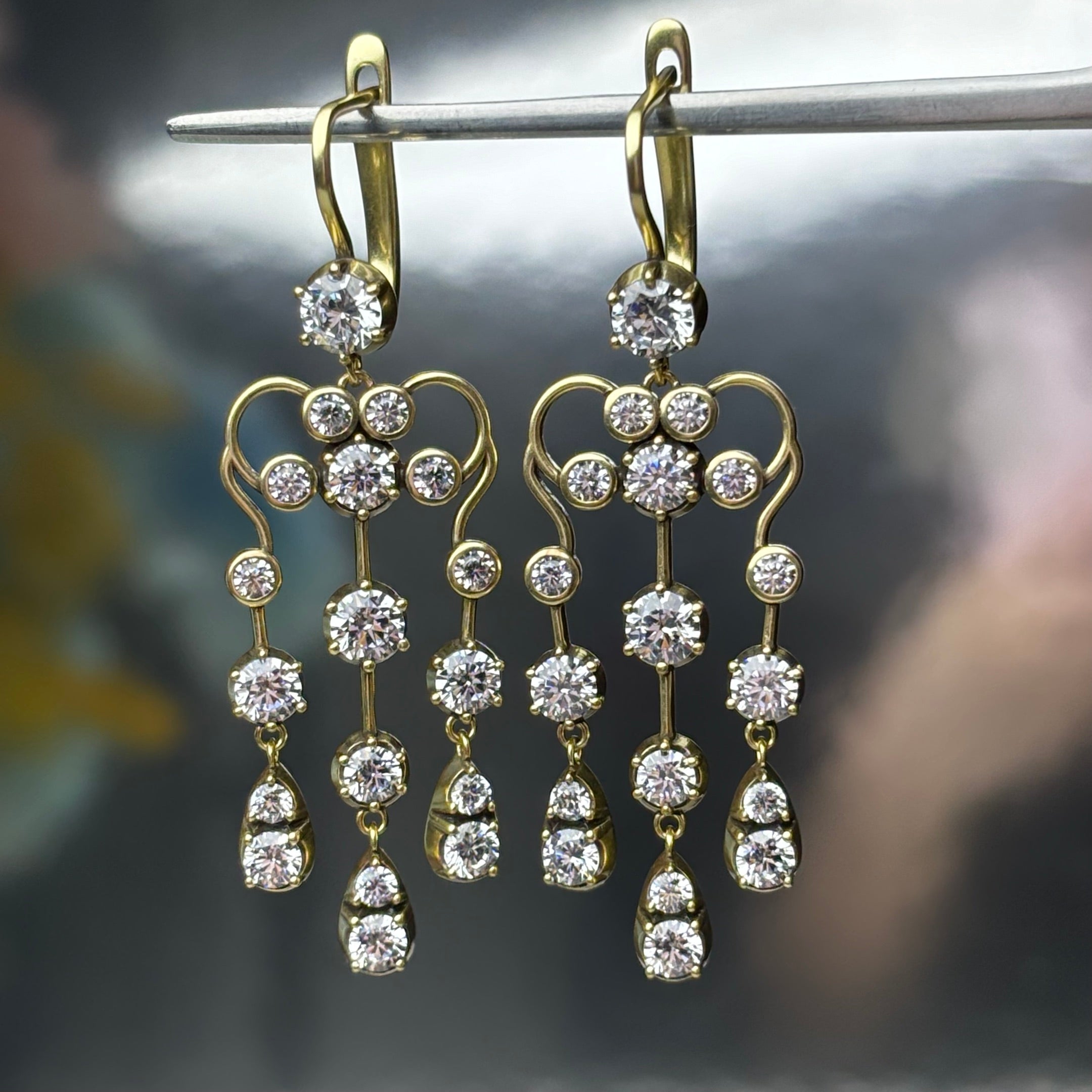 4.21Ctw Vintage Cut Pendant Earrings
