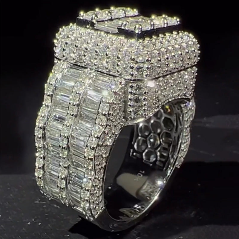 5.25Ctw Rectangular/Round Gemstone Men's Ring