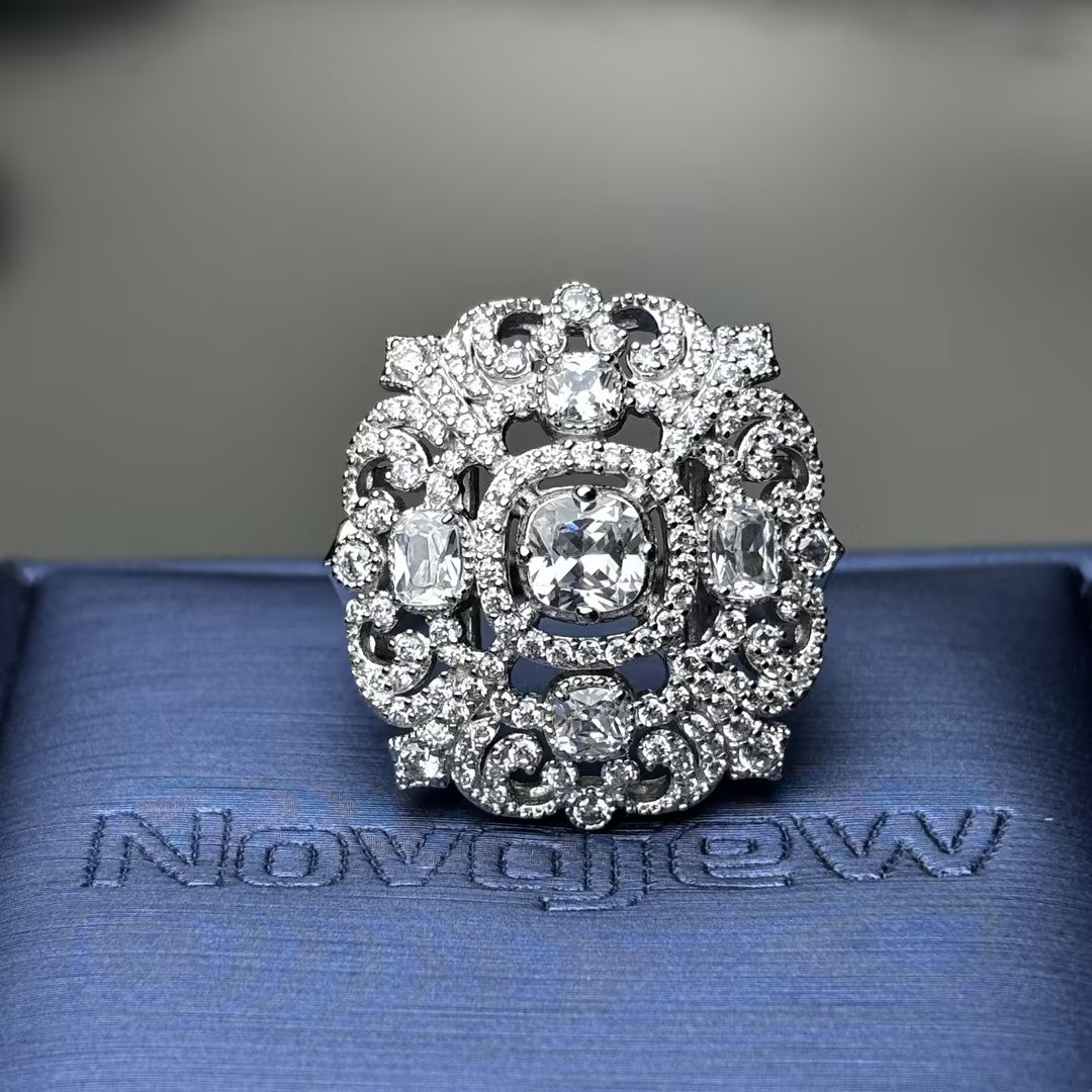 4.2Ctw Vintage Lace Hollow Gemstone Ring