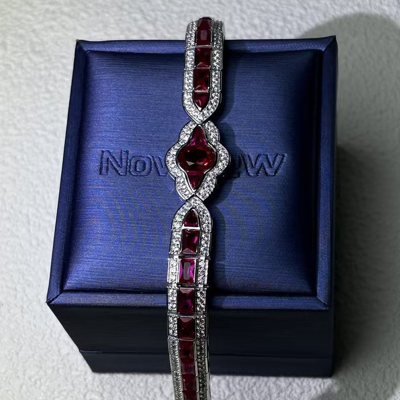 11Ctw Art Deco Style Ruby and Blue Gemstone Bracelet