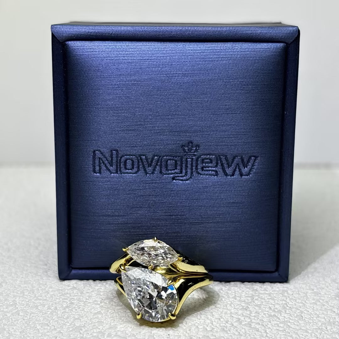 4.18Ctw Pear-shaped marquise double stone ring