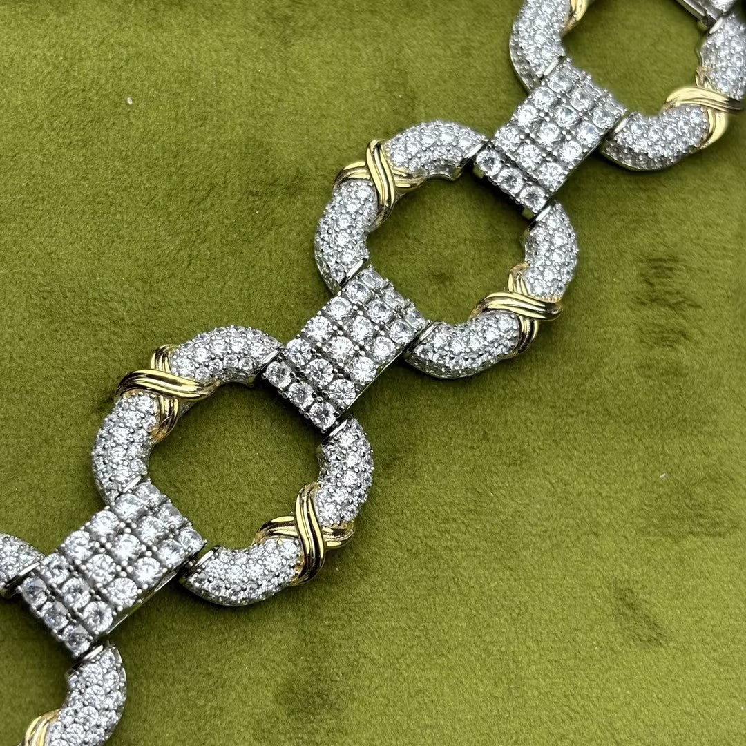 16.5ctw Round Cut X Pattern Chain Gemstone Bracelet