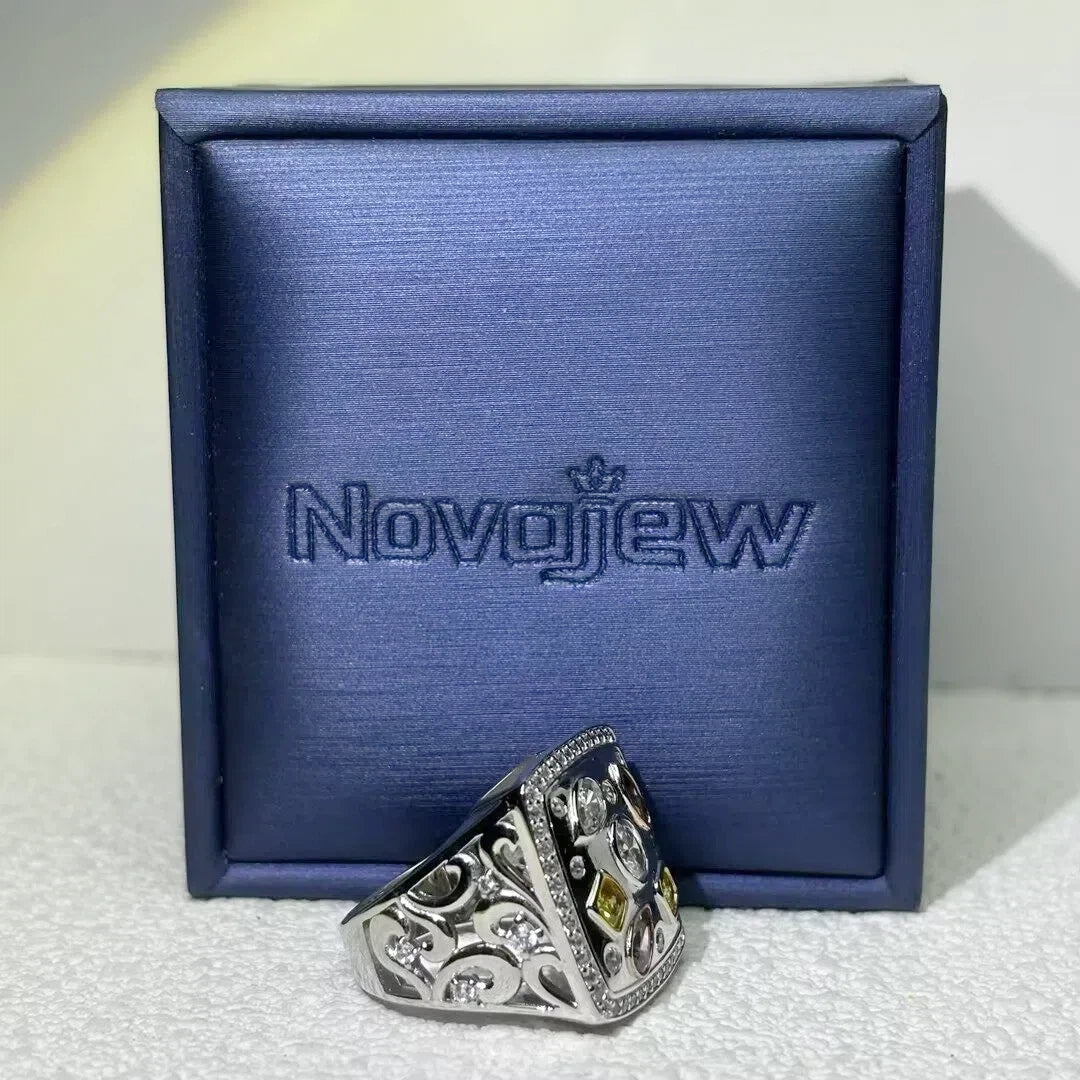 2.5 CTW  Multi-colour Cubic Zirconia Vintage 925 Sterling Silver Ring-NOVAJEW