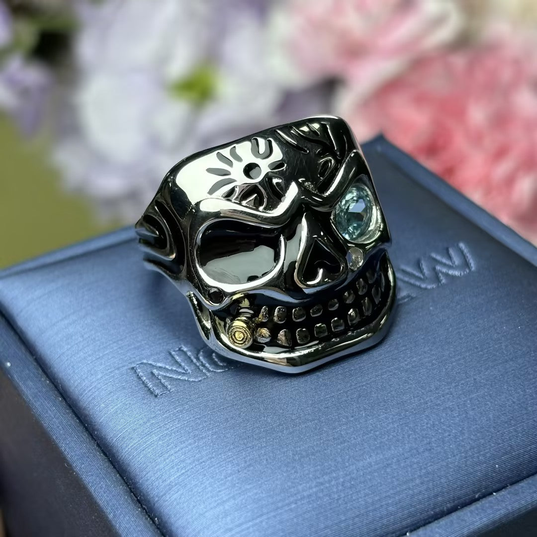 Retro Gothic Punk Gemstone Ring
