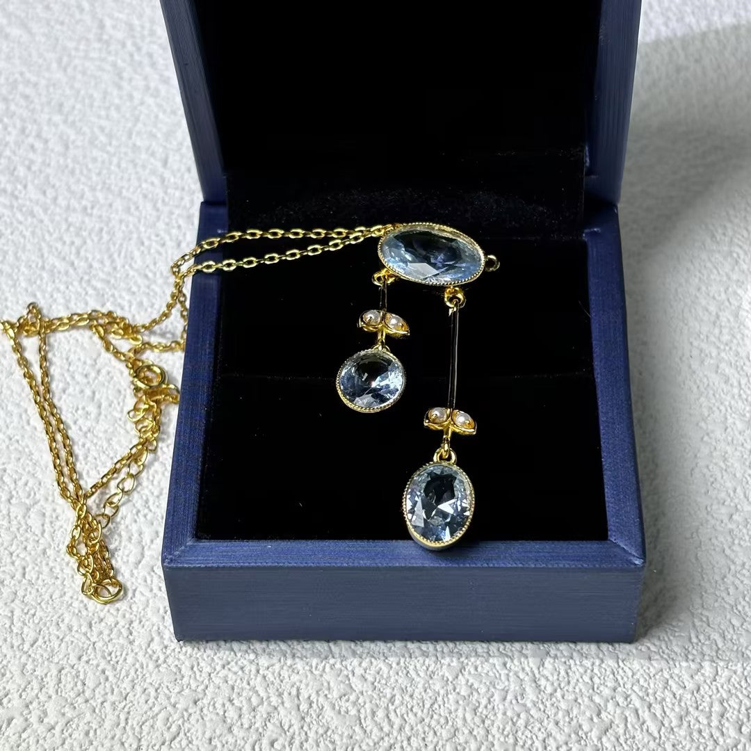 6Ctw Oval Aquamarine Pendant Necklace