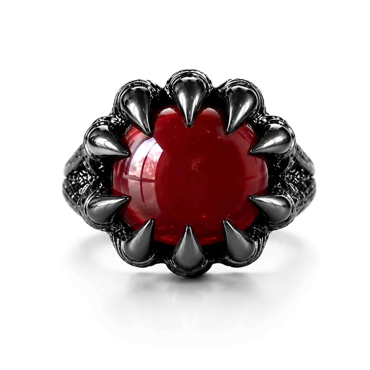 12ct Round Cut Deep Red Cubic Zirconia Gothic Claw 925 Sterling Silver Ring-novajew