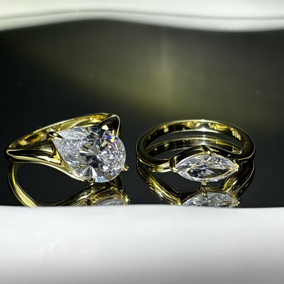 4.18Ctw Pear-shaped marquise double stone ring