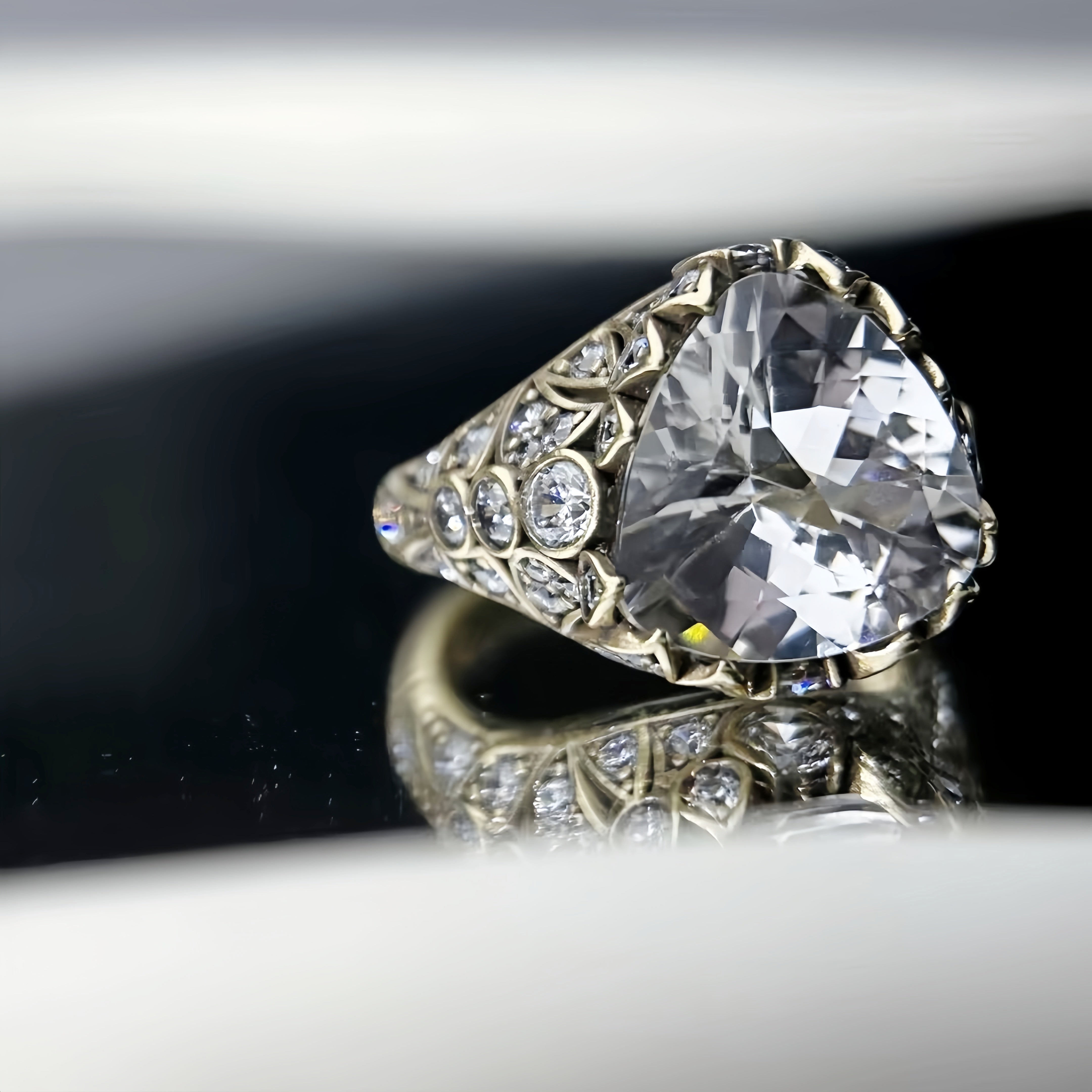 3.58Ctw Rose-cut Antique Gemstone Engagement Ring