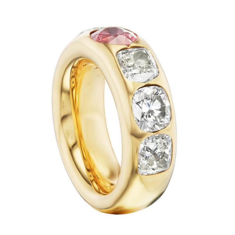 3.75Ctw bezel set with contrasting gemstones Band