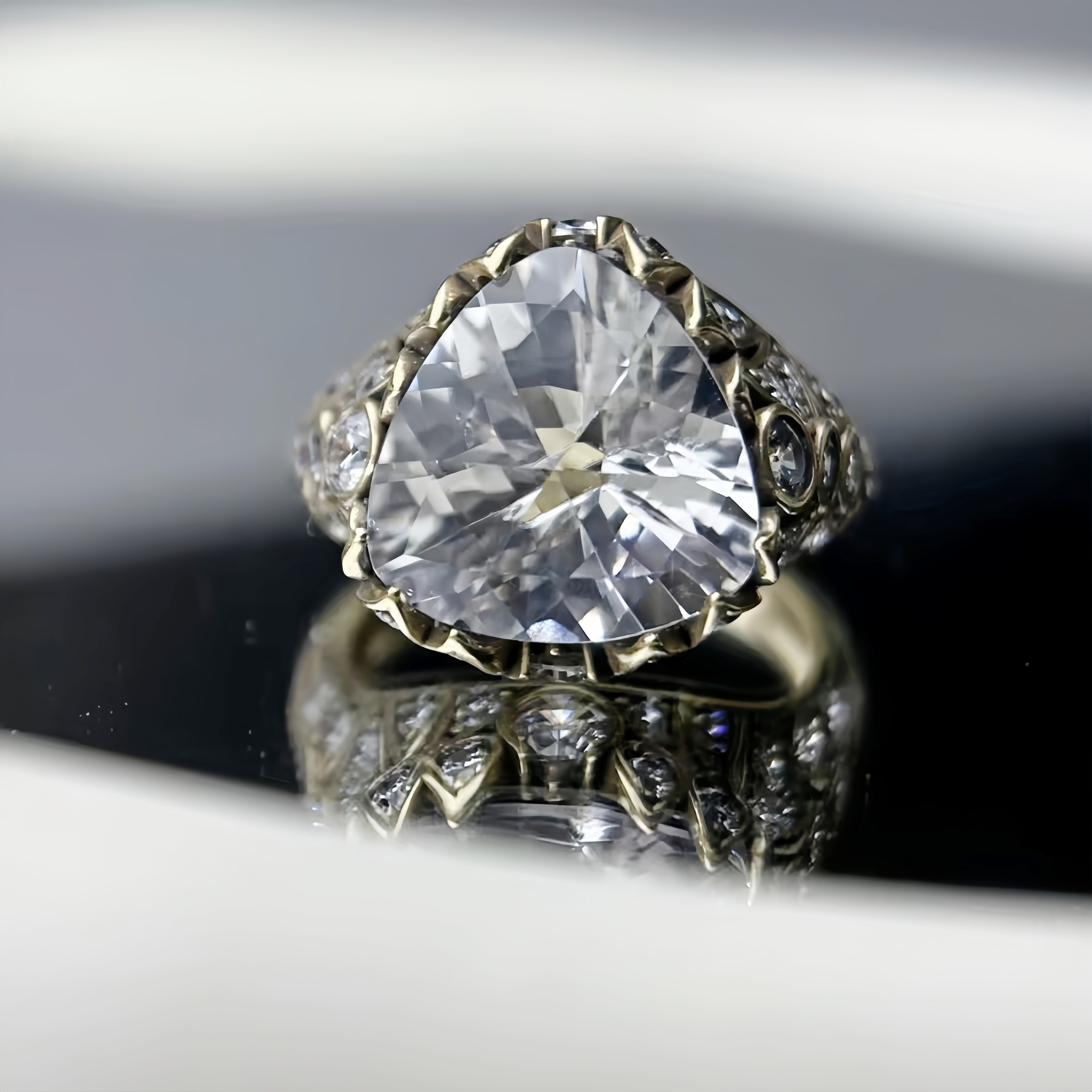 3.58Ctw Rose-cut Antique Gemstone Engagement Ring