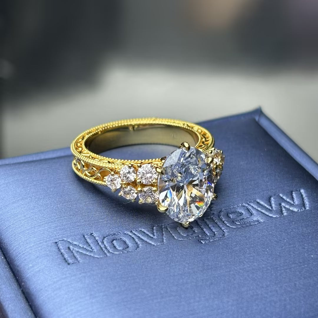 4.0ctw Oval Engraved Ring