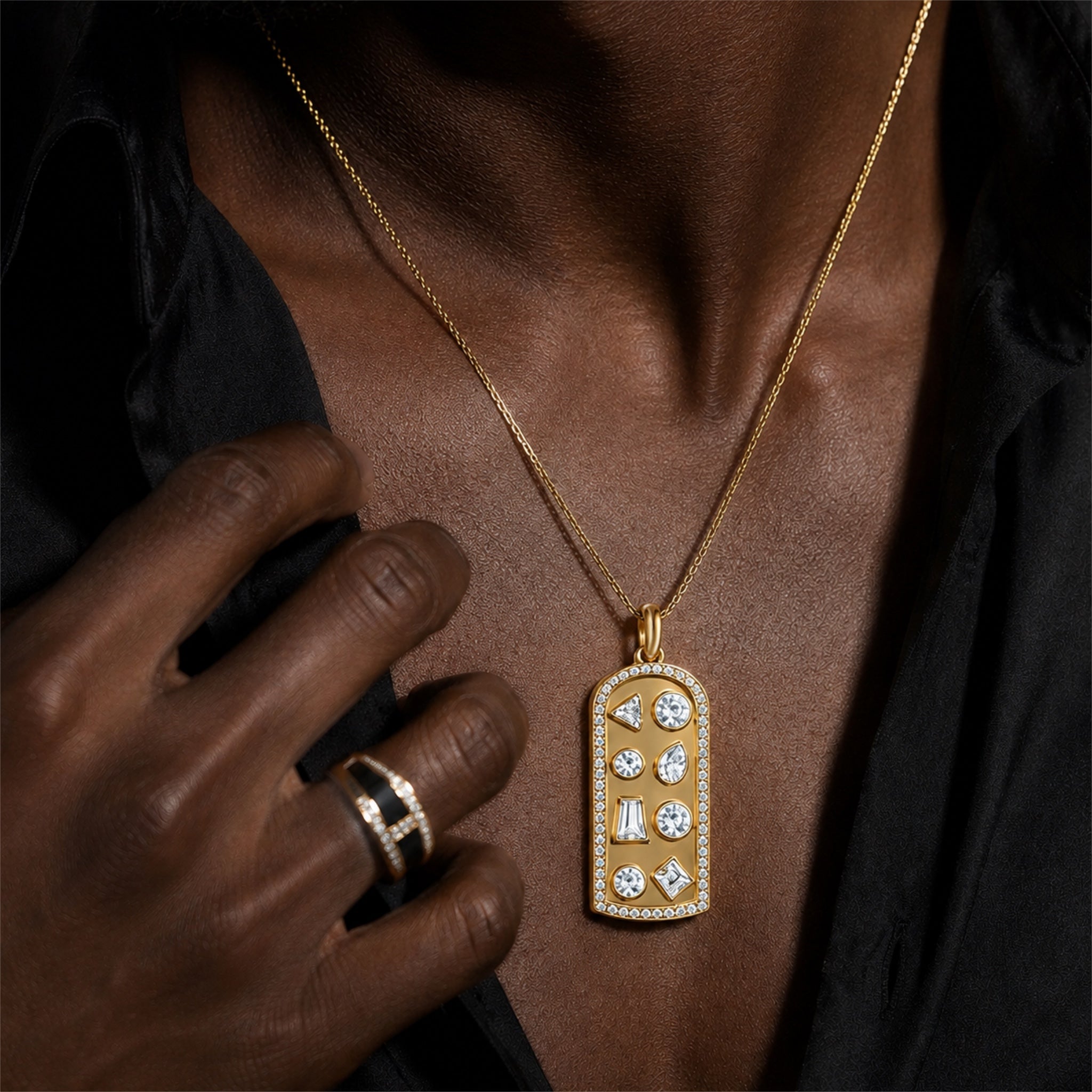 2.6 Carat Geometric-Inspired Multi-Cut White Zircon Pendant Necklace-novajew