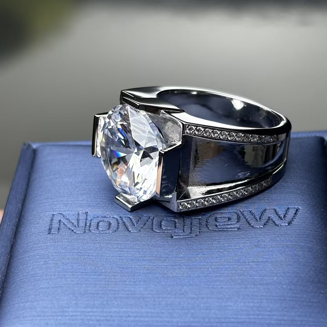 9.25Ctw round-cut men's gemstone engagement ring