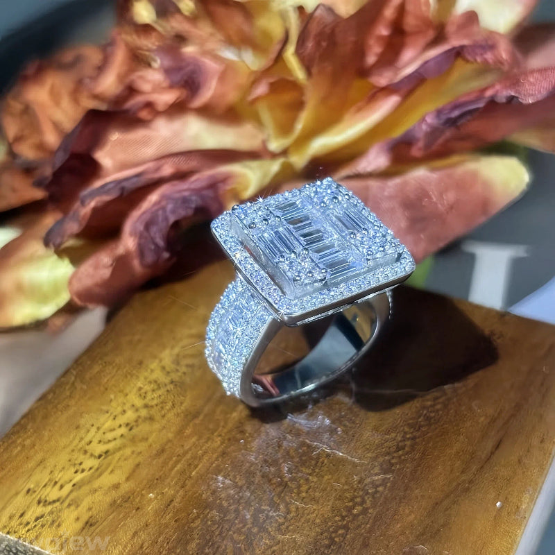 6 ctw Baguette Cut White Gemstone Full Set Ring