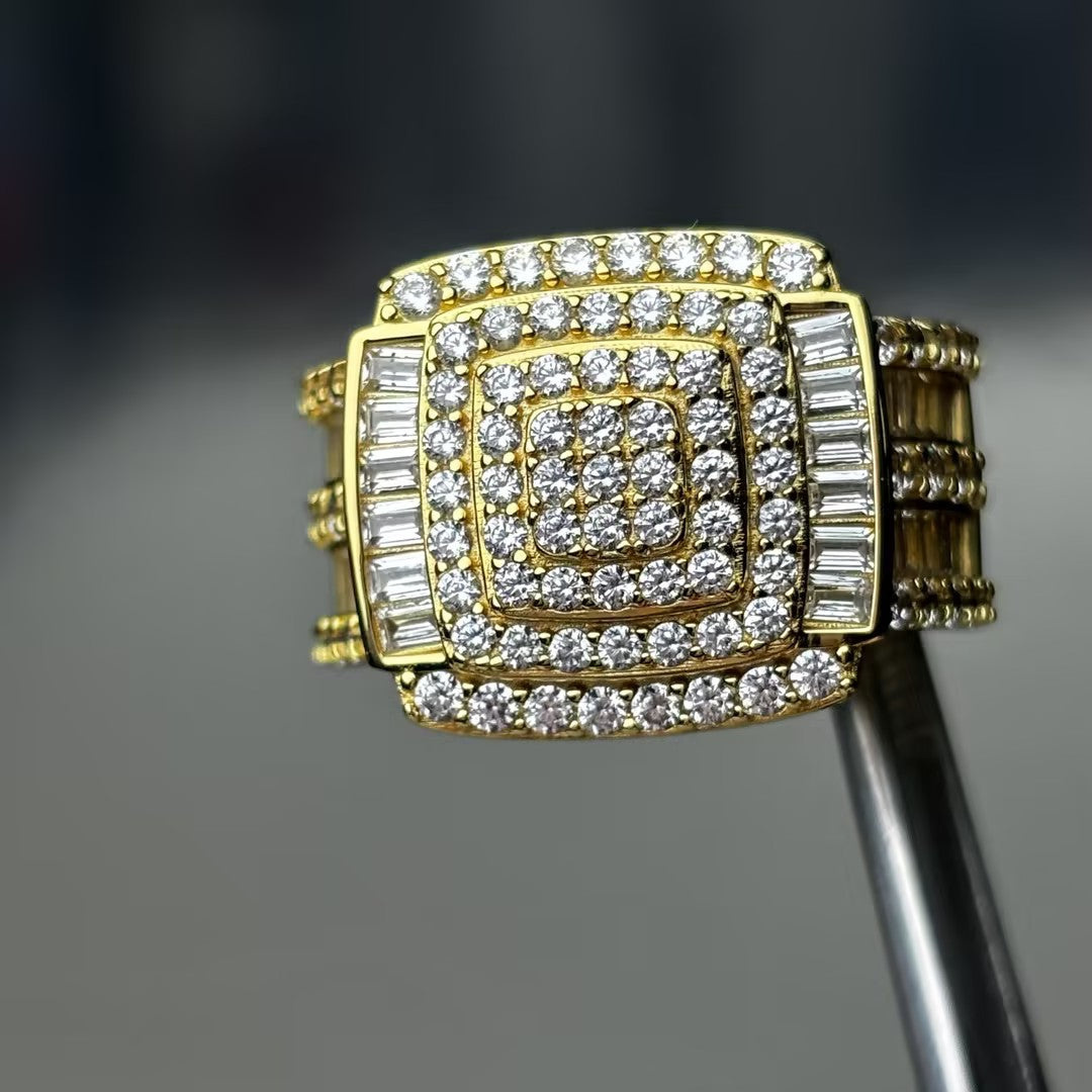 2.33ctw Baguette Round Gemstone Cluster Men's Ring