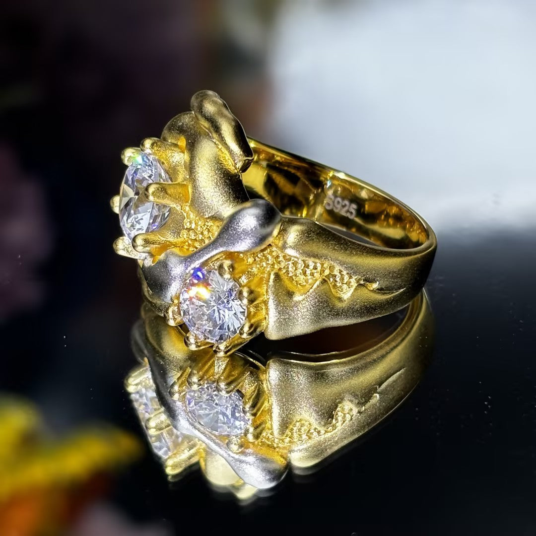 2.0Ctw Round Cut Gemstone Irregular Art Ring