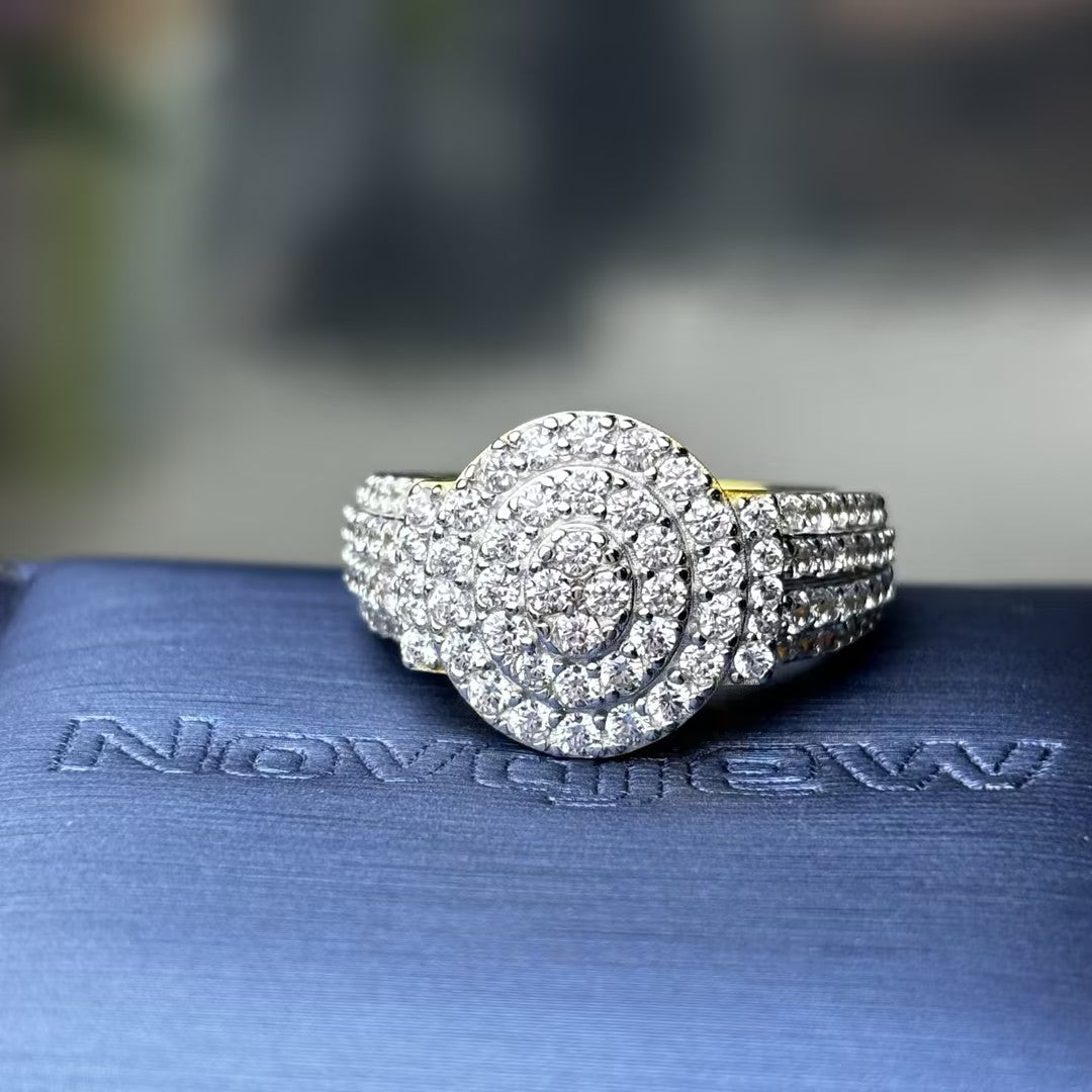 2.3Ctw Multi-layered Oval Halo Gemstone Ring