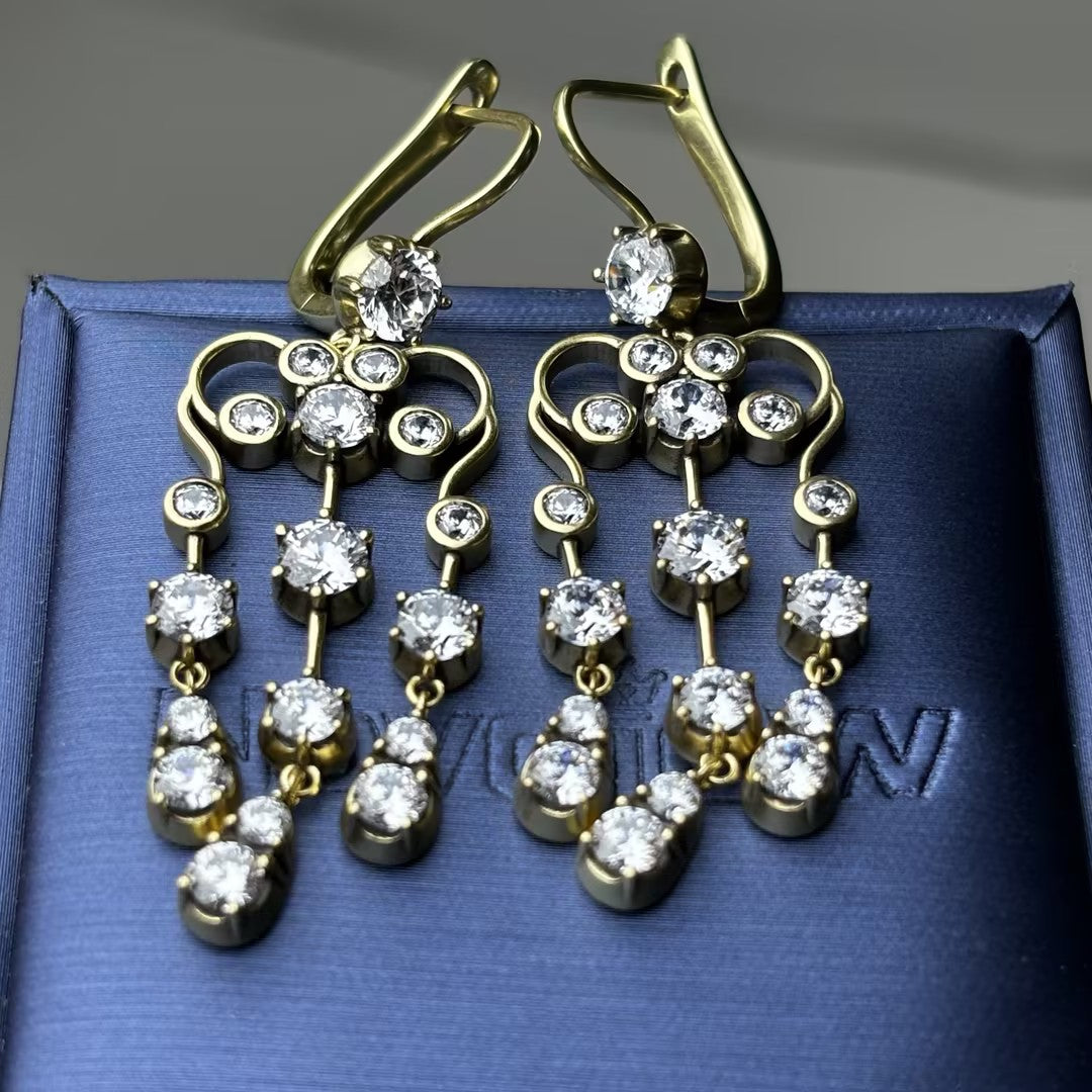 4.21Ctw Vintage Cut Pendant Earrings