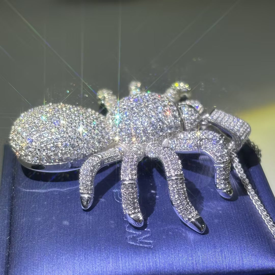 10ctw Round Cut Hip Hop Style Gemstone Tarantula Pendant