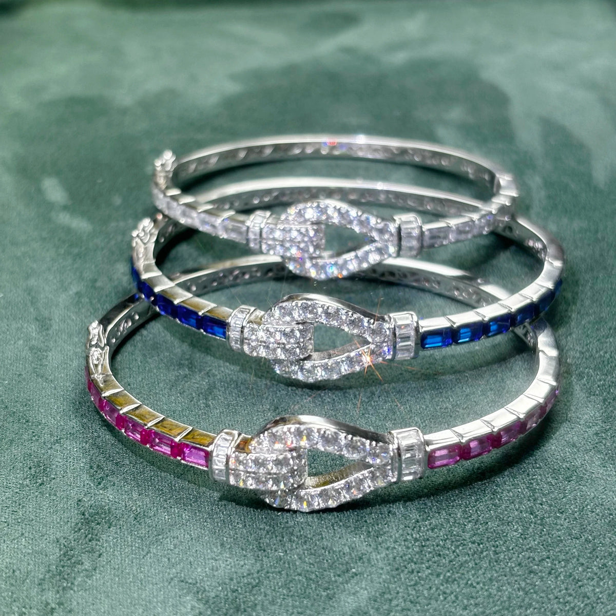 5 CTW Round Cut  Multi-colour Cubic Zirconia Statement 925 Sterling Silver Bracelet-NOVAJEW