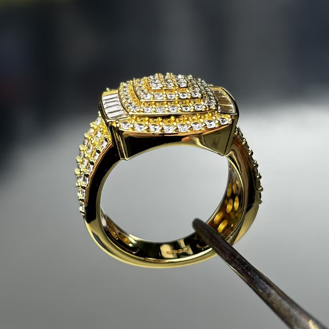 2.33ctw Baguette Round Gemstone Cluster Men's Ring